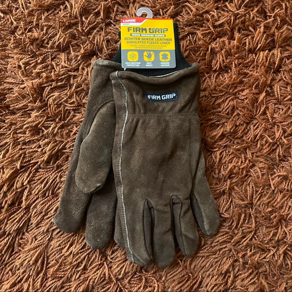 Firm Grip Large Winter Suede Leather Gloves with Insulated Fleece Liner - Picture 3 of 9